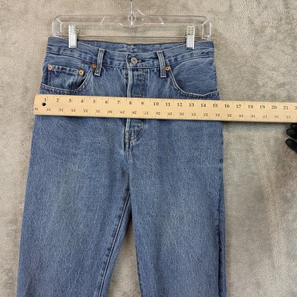 Levi's 501 Jeans Womens 27 Blue Denim Button Fly Straight Premium PC9 12501-0438 - Picture 5 of 16
